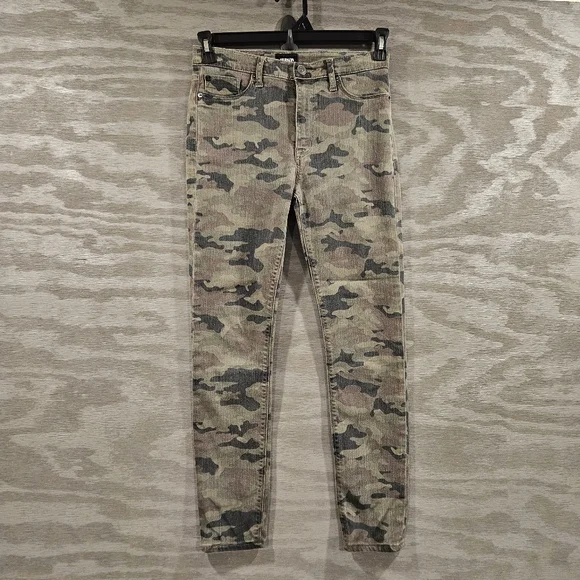 Hudson SZ 28 Green Camo Skinny Stretch Military Streetwear Casual Jeans - Picture 11 of 12